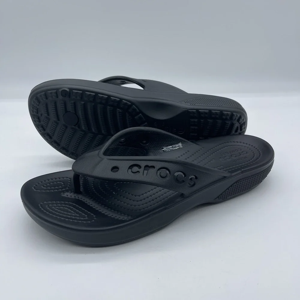 Crocs Baya II Flip Men's Size 10 Flip Flop Sandals 208192 Black Slip On Shoes